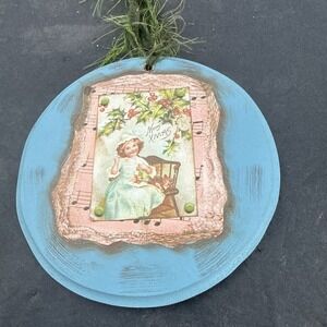 Tii Collections Wood Circle Merry Xmas Ornament 3" Assorted Wood Holiday